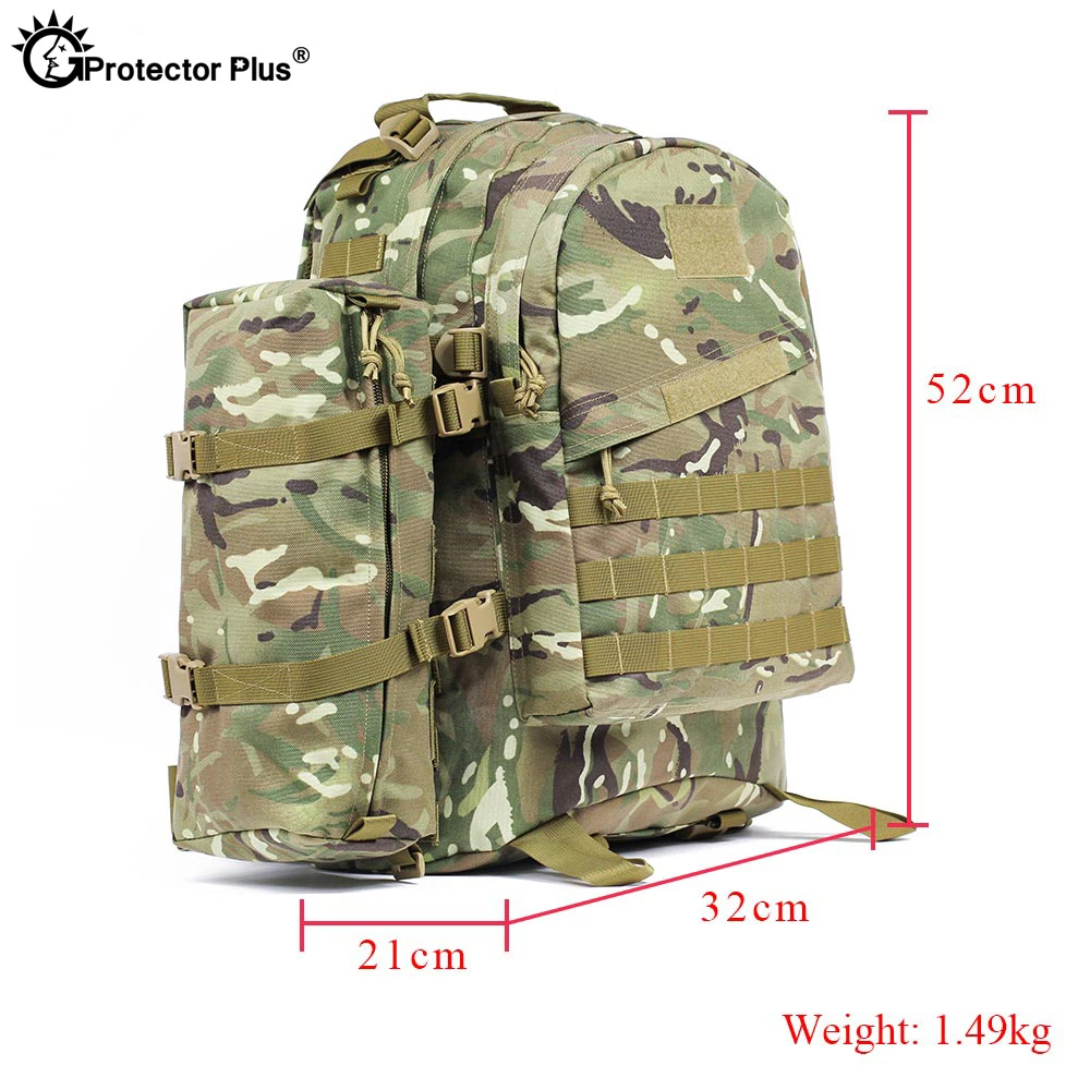 Mochila táctica militar protectora, bolsa de nailon 1000D, resistente al agua, para viajes, senderismo, Camping, deportes al aire libre, 55L - imagen 3