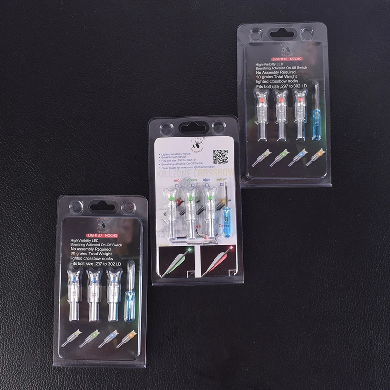 Flecha de Ballesta de tiro con arco, 3 piezas, flecha iluminada automáticamente, cuerda de arco activada, Nock de flecha Led para eje de flecha id7.6 mm - imagen 2