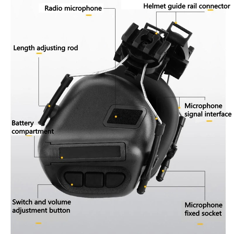 Auriculares tácticos antirruido de alta calidad, audífonos con cancelación de ruido para tiro, Airsoft Guns, auriculares para entrenamiento, Wargame - imagen 5