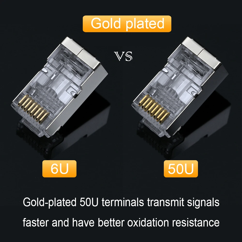 Xintylink-conector rj45 cat6 cat5e cat5 SFTP FTP STP, cable ethernet, extremos de enchufe rg rj 45 network cat 6, Conector de metal blindado, lan - imagen 3