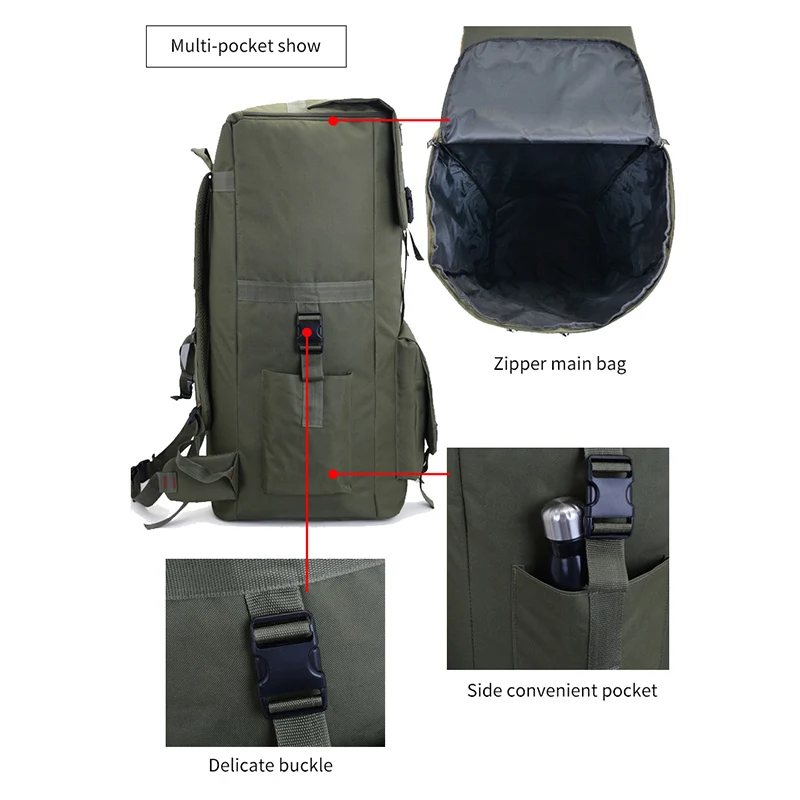 Bolsa de senderismo para hombre, 110L, 130L, mochila de Camping, gran tamaño, ejército, escalada, Trekking, viaje, bolsas tácticas, bolsa de equipaje XA860WA - imagen 4