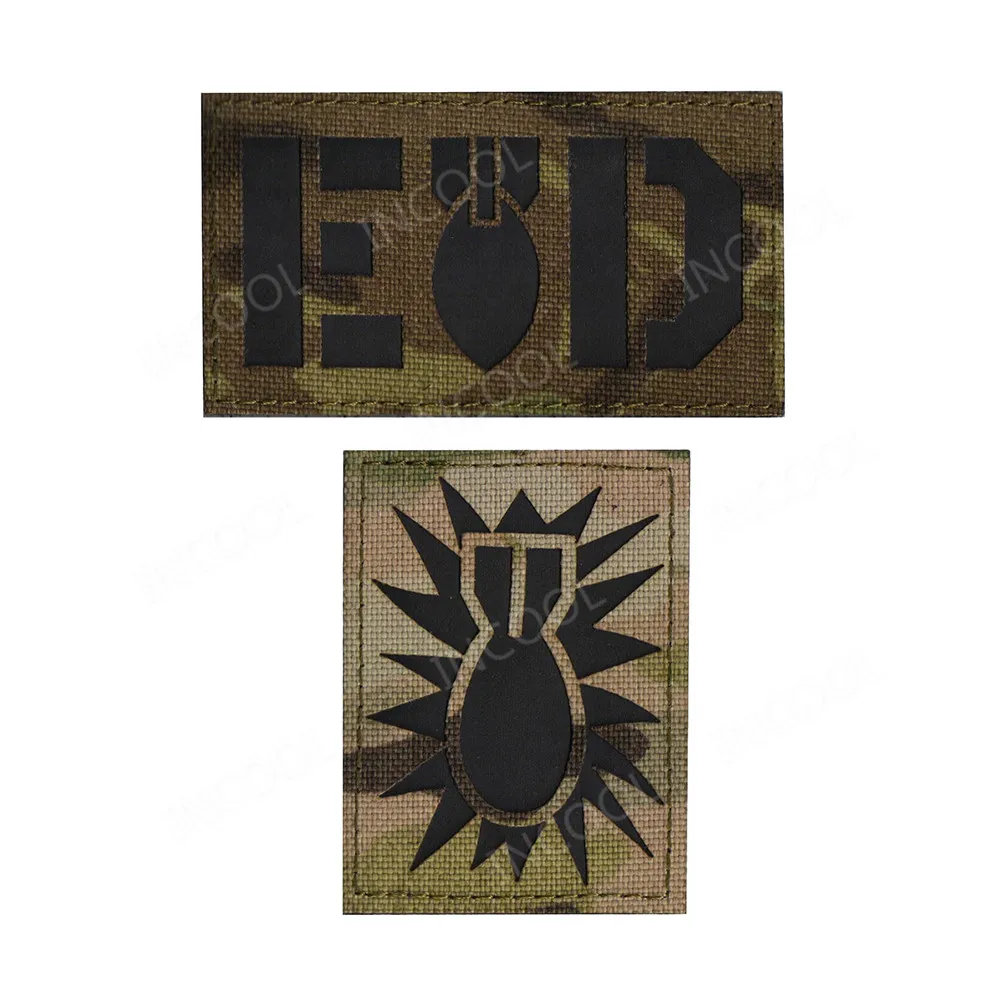 Parches reflectantes infrarrojos EOD, parches tácticos, insignias de tela que brillan en la oscuridad, pegatina de bucle de gancho para ropa de gorra - imagen 4