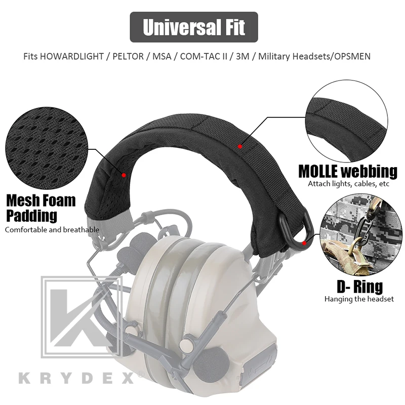 KRYDEX-soporte Modular táctico para auriculares, cubierta protectora, diadema, orejera, soporte para auriculares, funda protectora MOLLE para HOWARD PELTOR - imagen 2