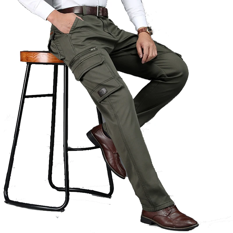 Invierno más terciopelo para mantener el calor moda más bolsillo pantalones tácticos casuales monos de talla grande pantalones de trabajo pantalones de carpintero - imagen 4