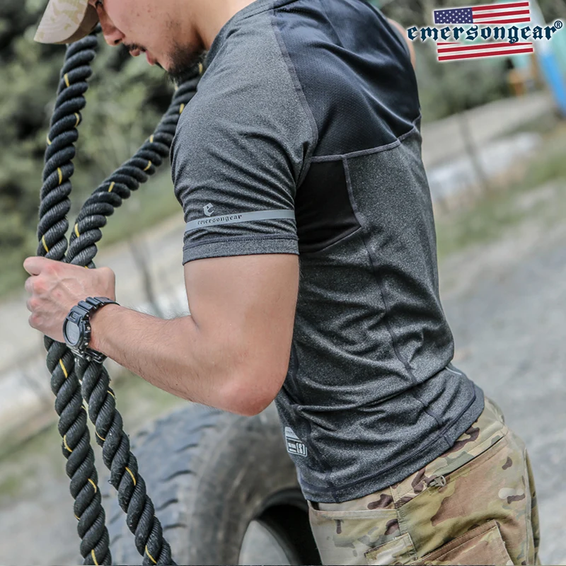 Emersongear-Camiseta deportiva para hombre, camisetas transpirables de secado rápido para adiestramiento al aire libre, camisetas estiradas para senderismo y escalada, tela - imagen 4