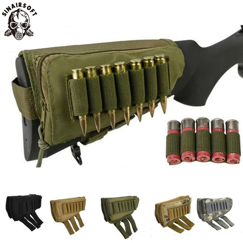 Bolsa táctica para munición con almohadilla para mejillas para Rifle, bolsa ajustable para paquete de culata con bolsillo magnético y soporte para carcasa, tiro de caza SINAIRSOFT - imagen 5