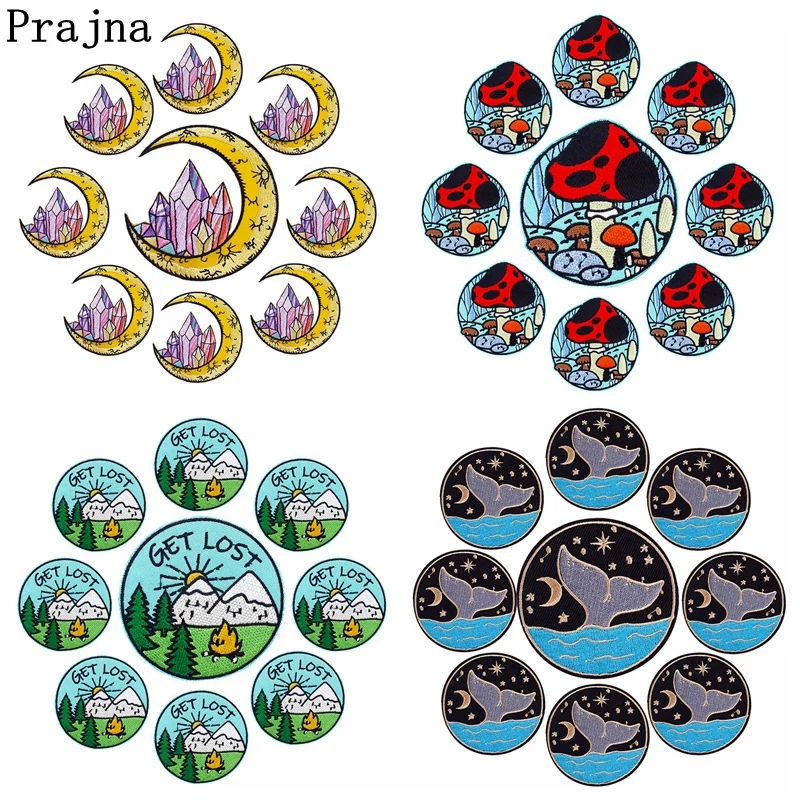 Prajna, 10 Uds., parches bordados de aventura al aire libre natural en la ropa, apliques de ondas de Van Gogh, parches para planchar para insignias de ropa - imagen 2