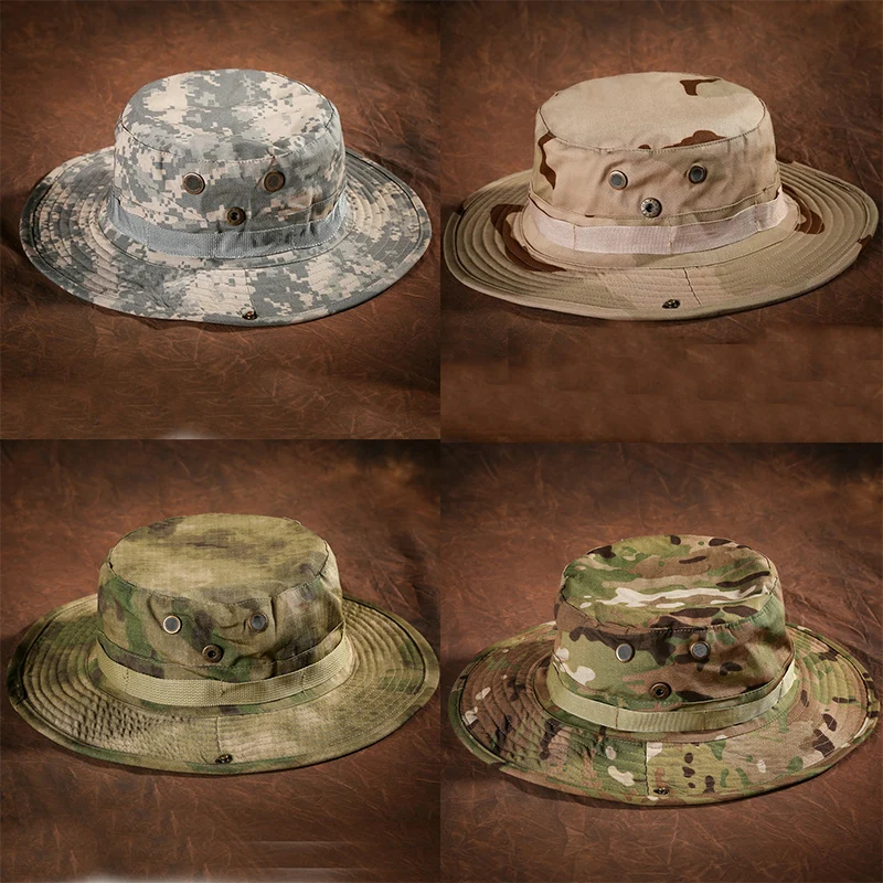 Sombrero Boonie para hombre, gorra táctica de camuflaje militar, sombreros de cubo, deportes del ejército, caza, senderismo al aire libre, pesca, gorra protectora solar - imagen 4
