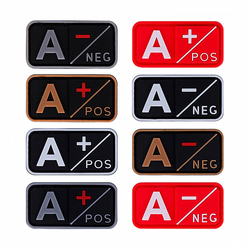 Parches de PVC 3D tipo sangre A + B + AB + O + positivo A- B- AB- O-negativo NEG calcomanías tácticas insignia de goma para decoración de bolsas de ropa - imagen 2
