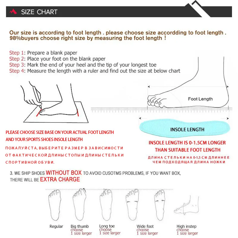 Especificaciones técnicas y suela