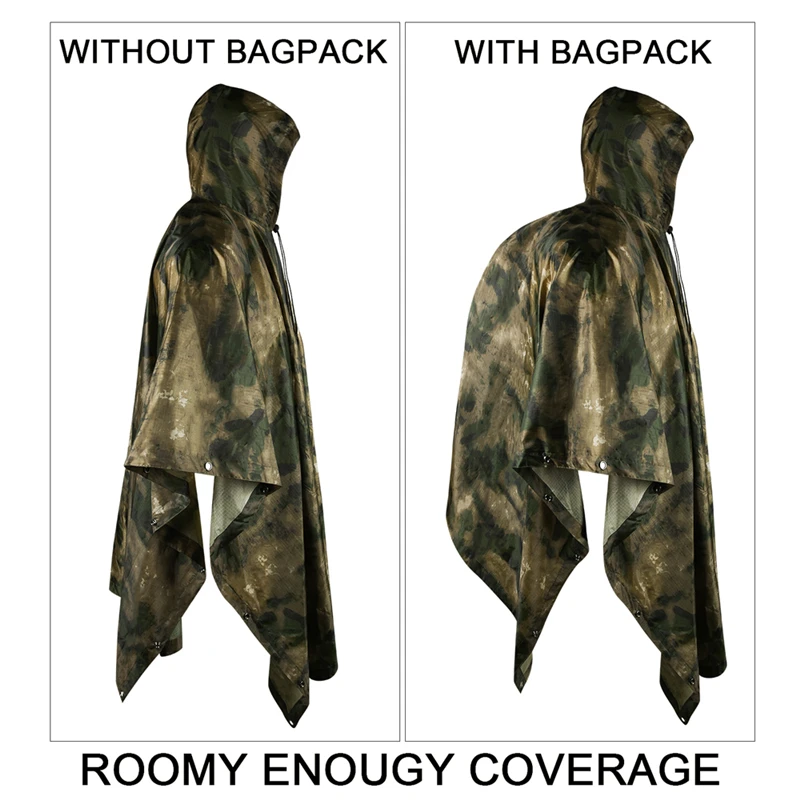 Chubasquero Impermeable transpirable con cremallera, Poncho táctico de jungla, ropa de lluvia al aire libre para acampar, senderismo, traje de caza, equipo de lluvia de viaje - imagen 4