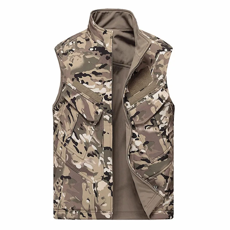 Chaleco Reversible de camuflaje, chaqueta sin mangas, abrigo para exteriores, caza, pesca, deportes, doble cara, Tops de concha suave - imagen 3