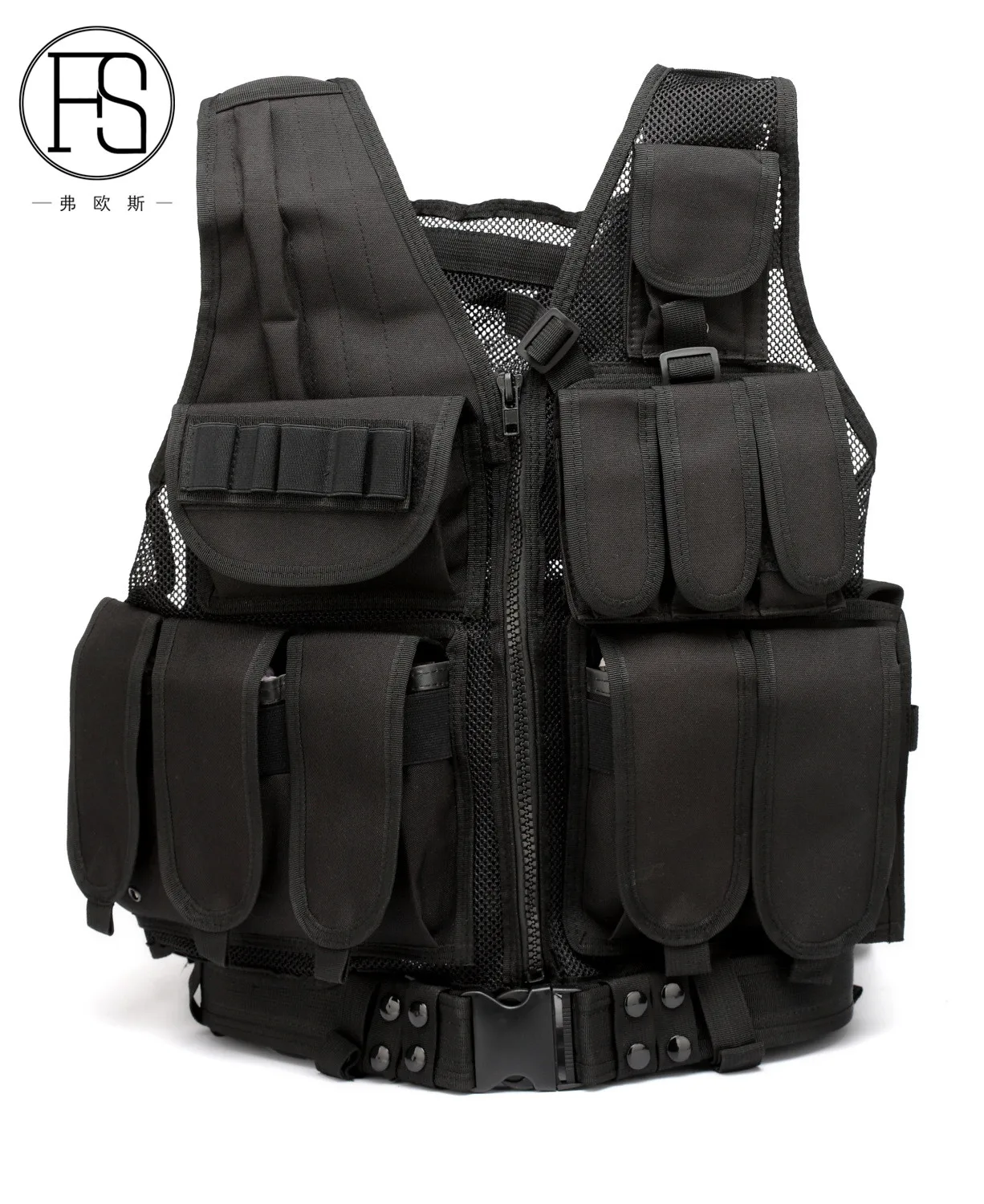 Chaleco con cinturón multibolsillo para exteriores, chaleco protector para entrenamiento de combate y caza, bolsa militar táctica Airsoft ajustable - imagen 2