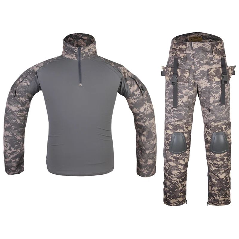 Emersongear-traje táctico ACU con rodilleras, coderas, camisa de combate, pantalones, pantalones de carga, Airsoft, caza al aire libre, tiro, senderismo - imagen 2