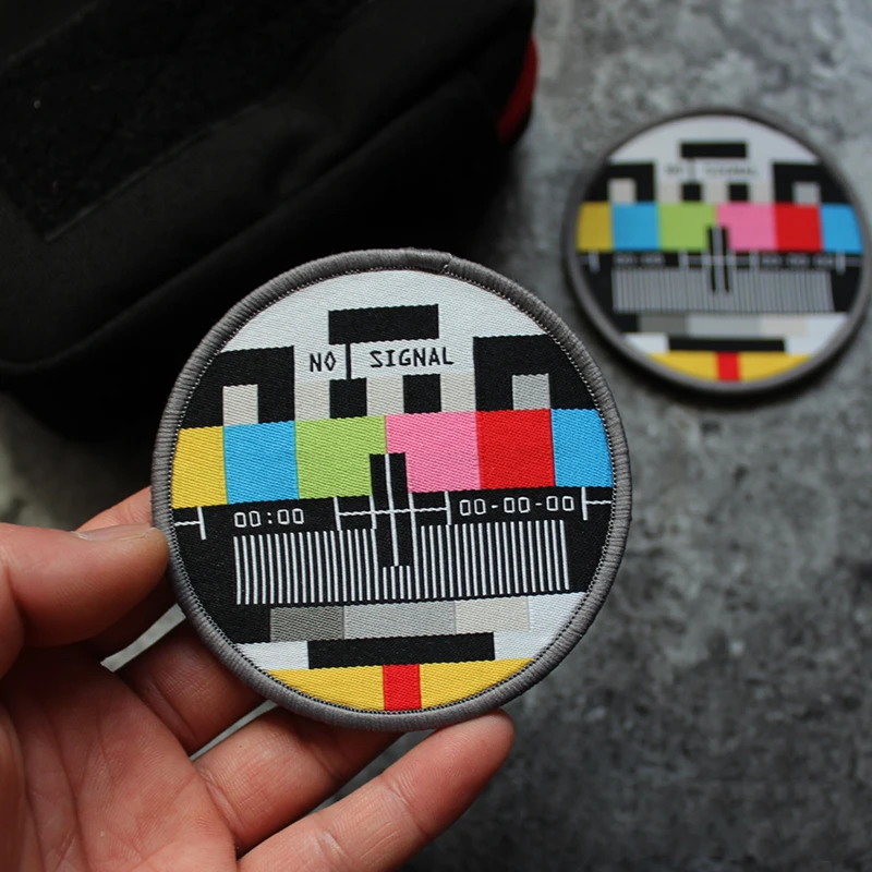 Parche bordado Multicolor sin señal para estación de TV, decoración redonda para ropa y mochilas, apliques no en el canal - imagen 3