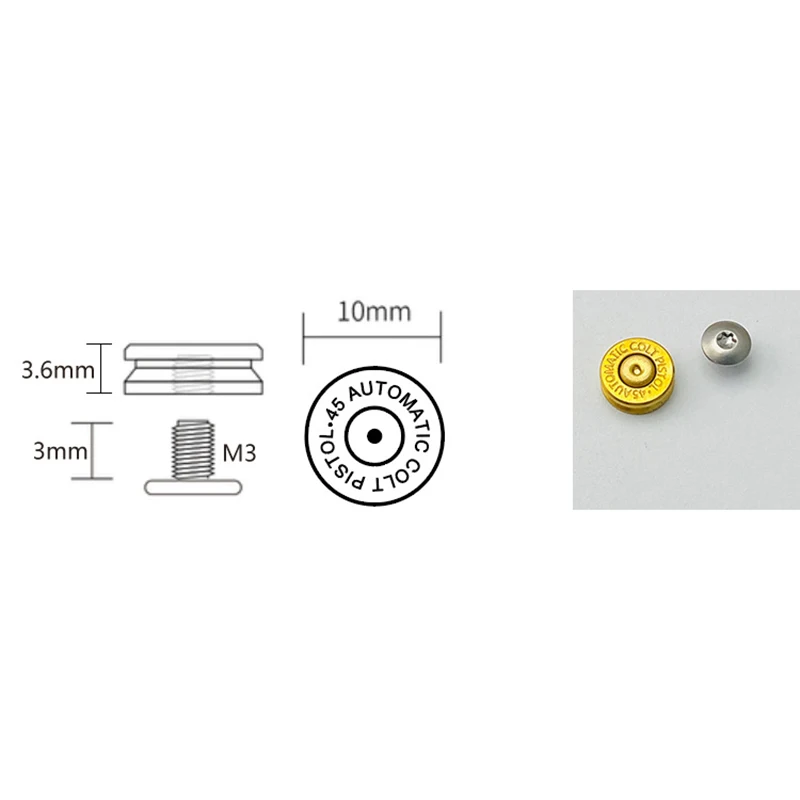 Tornillo de llama de acero de latón H62 para cuchillo, herramienta EDC, Clips traseros, tornillos de abrazadera de caja de bala con clavo T8 Torx, fuego inferior, 1 Juego - imagen 3