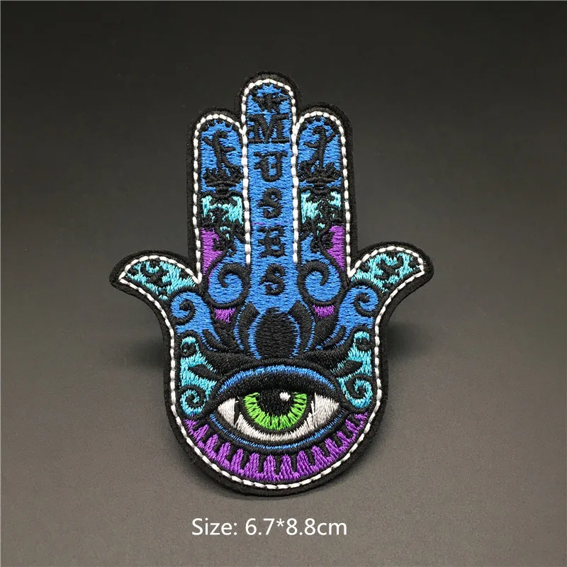 Parche de ojo tamaño: 6,7x8,8 cm, Parche de hierro bordado a rayas para ropa, insignia de decoración DIY, apliques de pegatinas de costura - imagen 4