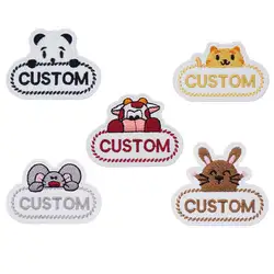 Parche personalizado con nombre para niños, conejo de dibujos animados, Panda, bordado de animales, aplique de insignia con nombre de bebé para guardería