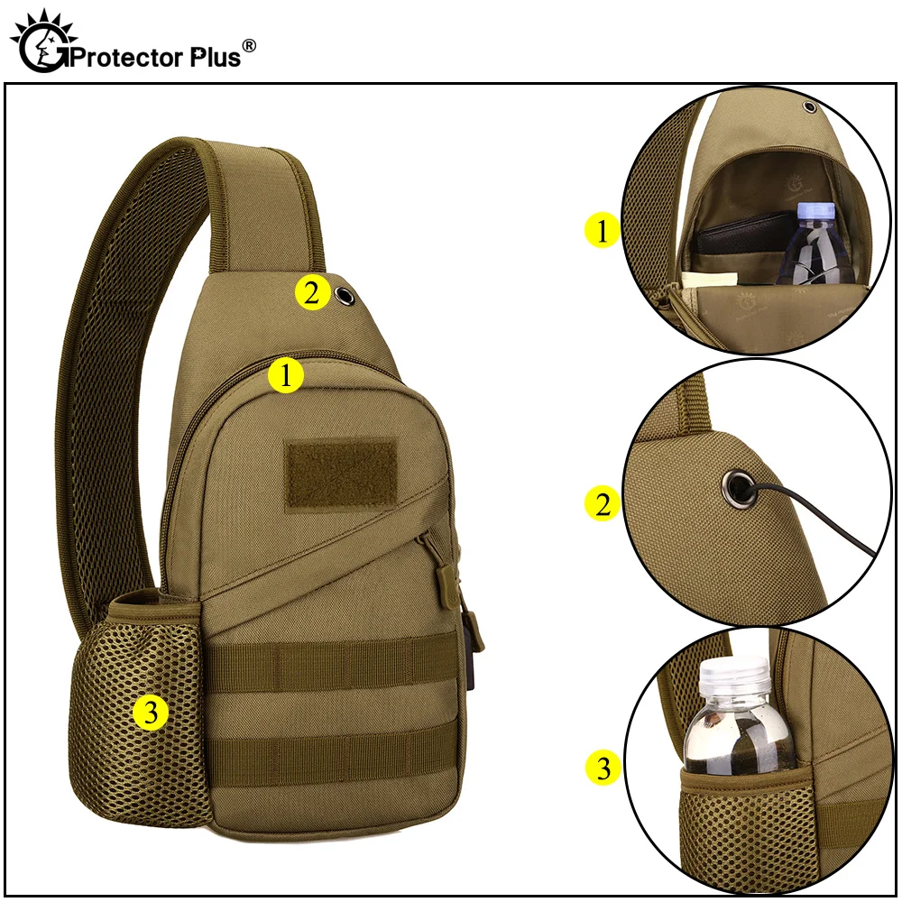 PROTECTOR PLUS táctico al aire libre duradero Nylon deportes Casual alta calidad bolso de hombro único con carga USB bolsa de pecho Unisex - imagen 3