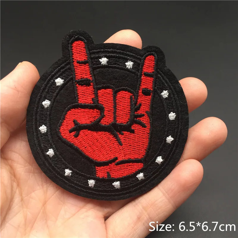 1 Uds. Tamaño del parche de roca: 6,5x6,7 cm DIY bordado raya para ropa mochila hierro en parche costura ropa pegatina apliques insignia - imagen 5