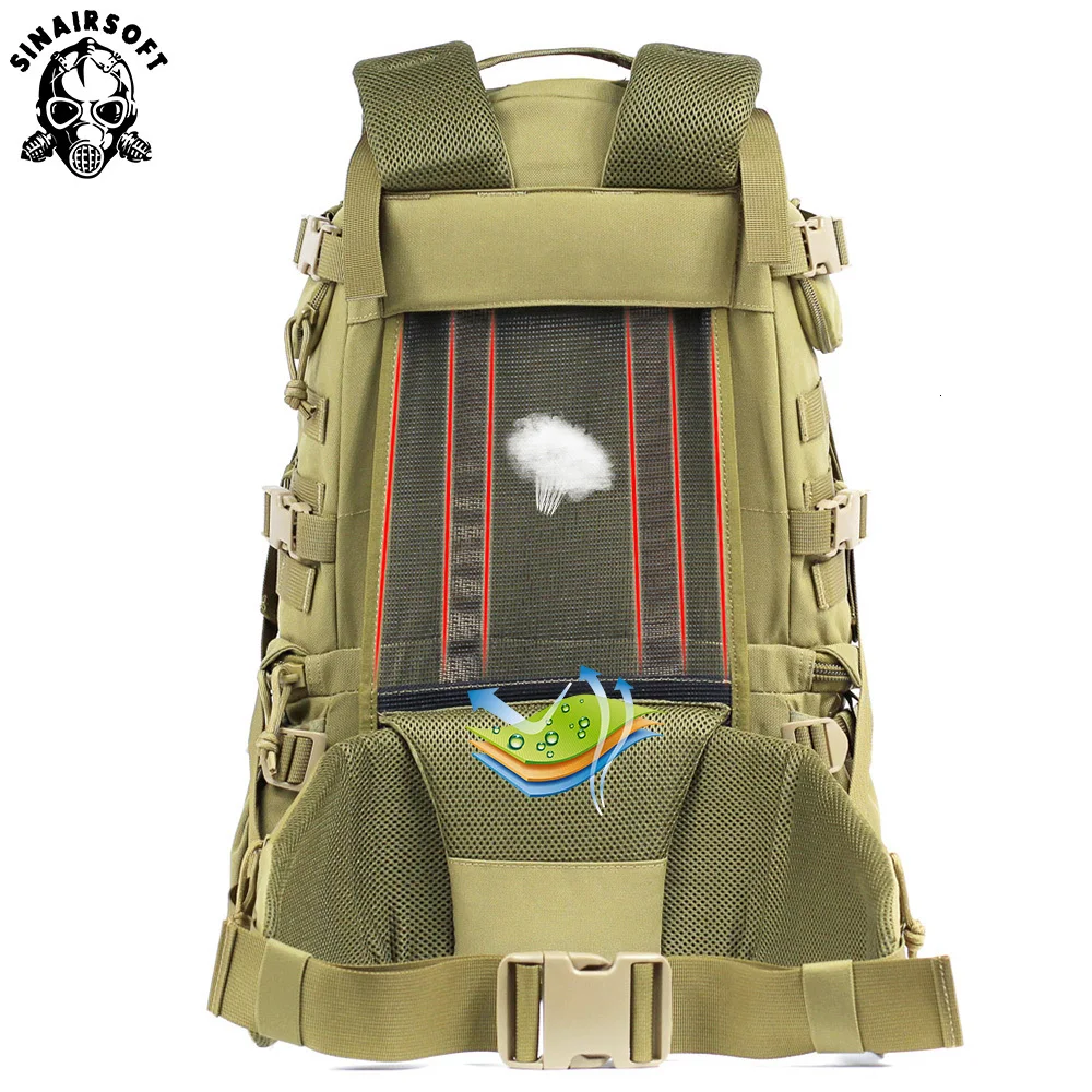 Mochila militar táctica multifunción para exteriores, bolsa Molle impermeable para pesca, senderismo, caza, Camping, 65L - imagen 4