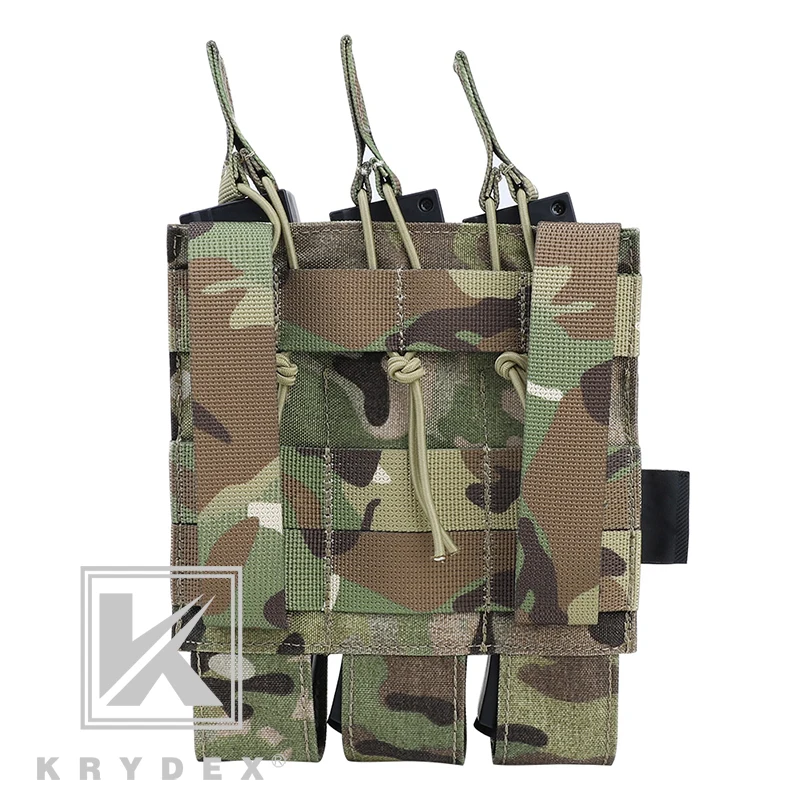 KRYDEX MP5 MP7 KRISS Triple bolsa para revistas táctica Modular MOLLE Triple parte superior abierta SMG Mag bolsa portadora para equipo de caza Airsoft - imagen 4