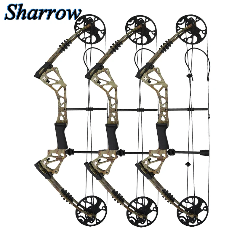 Arco de polea y flecha para adultos, juego de fibra de carbono ajustable, 15-70 libras, caza, deportes al aire libre, tiro, alta calidad