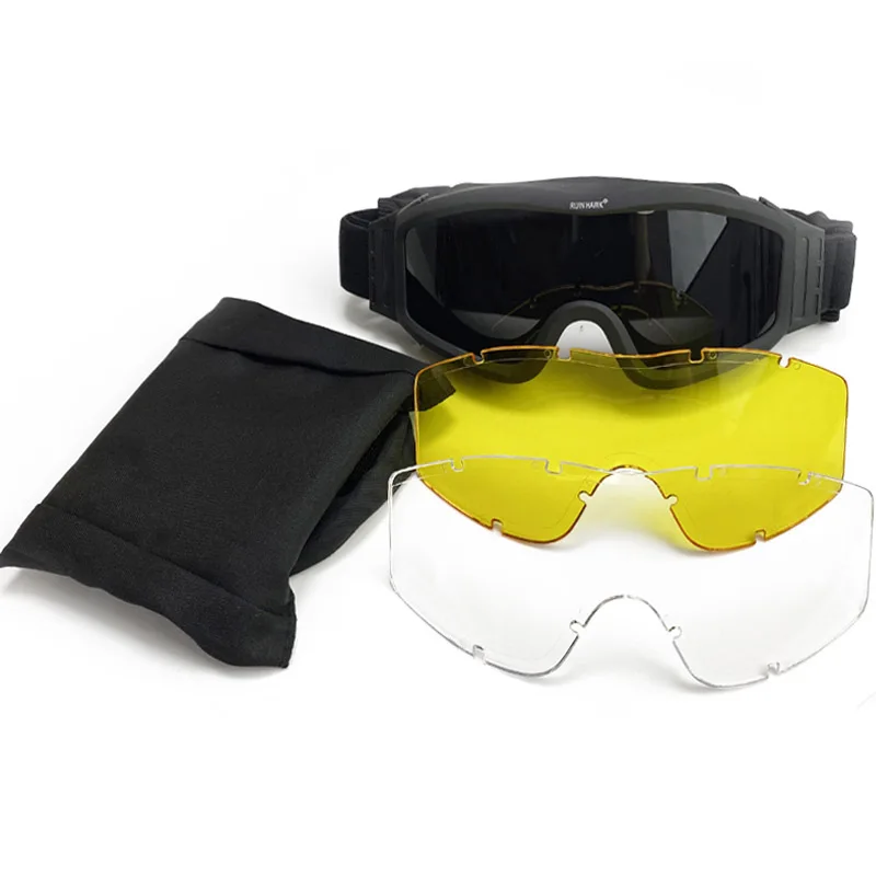 Gafas tácticas negras y verdes, gafas de sol militares para disparar, 3 lentes, Airsoft, Paintball, a prueba de viento, juego de guerra, gafas de montañismo - imagen 3