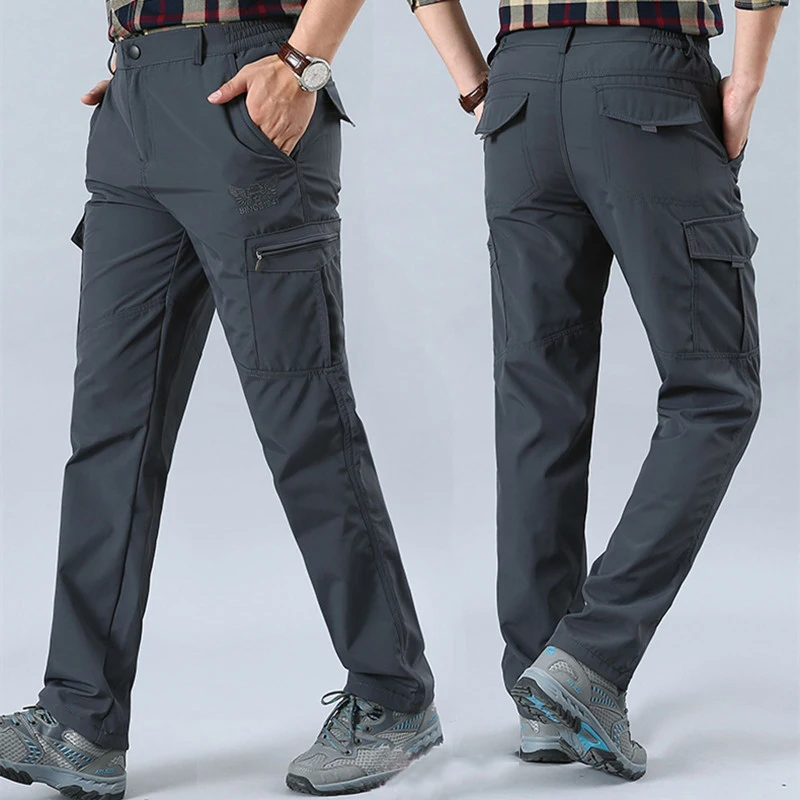 Pantalones Cargo tácticos para hombre, pantalón largo informal, transpirable, de terciopelo, de secado rápido, con múltiples bolsillos, cálido, para otoño e invierno, 2024 - imagen 5
