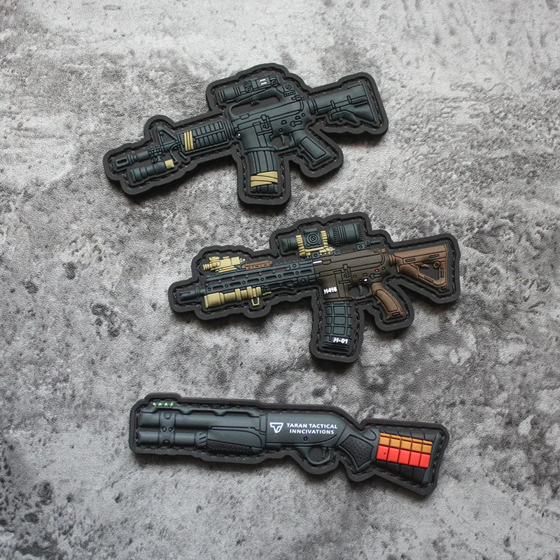 Parche de silicona de PVC 3D armado versión Q CLOT 727 paquete táctico HK416 insignias de brazalete para decoración de mochila de ropa - imagen 3