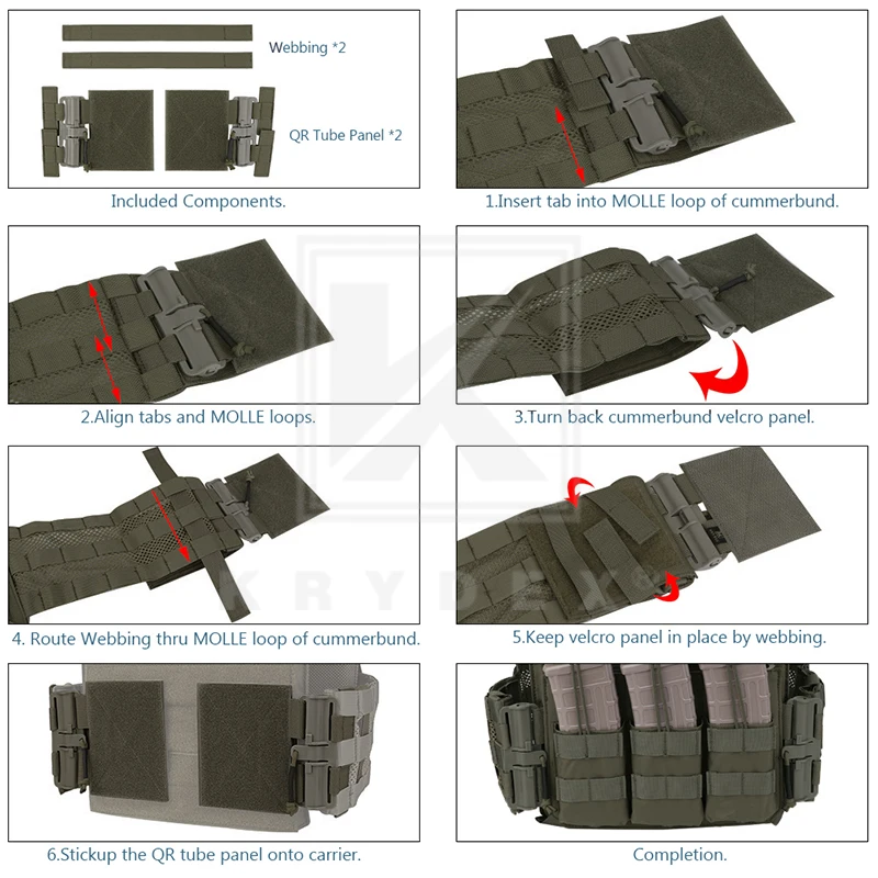 KRYDEX-Conjunto de conector de hebilla de Extracción rápida táctica, montaje MOLLE de liberación rápida Universal para JPC, CPC, NCPC 6094, chaleco de armadura RG - imagen 5