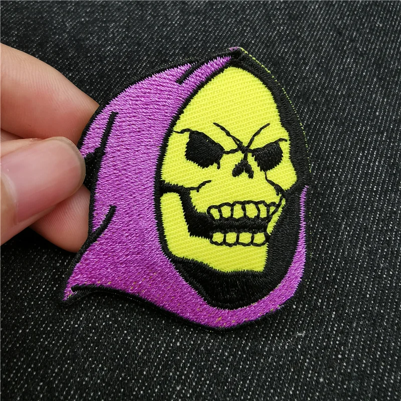 Parches bordados de calavera fantasma Hippie para ropa, Parche de chaqueta Punk DIY, blanco y negro de planchado pegatina, insignias de póker, bruja y serpiente - imagen 5