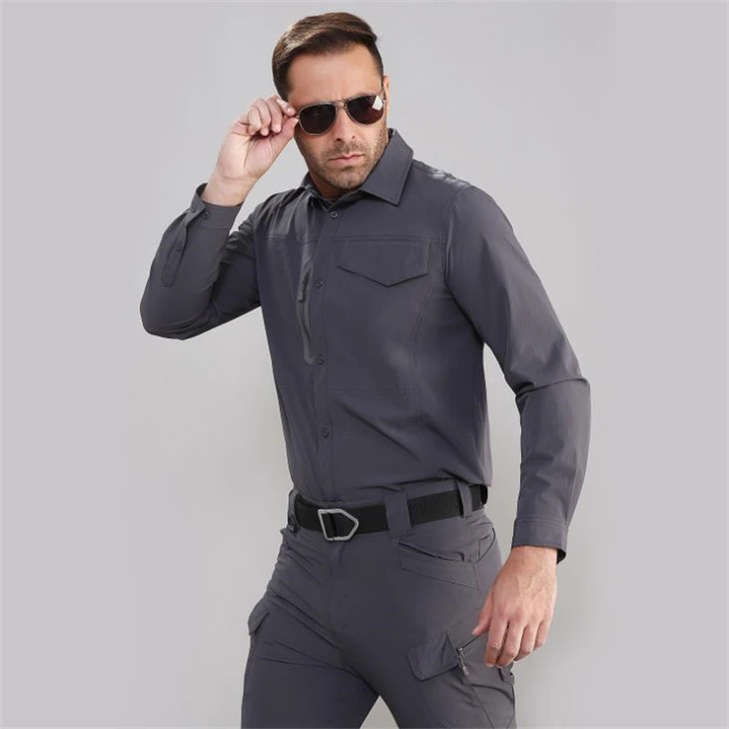 Camisa táctica militar transpirable para hombre, camisa de combate de secado rápido, manga larga, Informal, Trabajo y caza - imagen 5