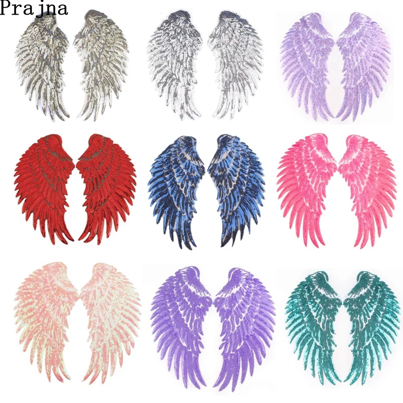 1 par de parches de lentejuelas multicolores DIY alas de Ángel parches para planchar para ropa coser parches bordados en ropa apliques adhesivos - imagen 4