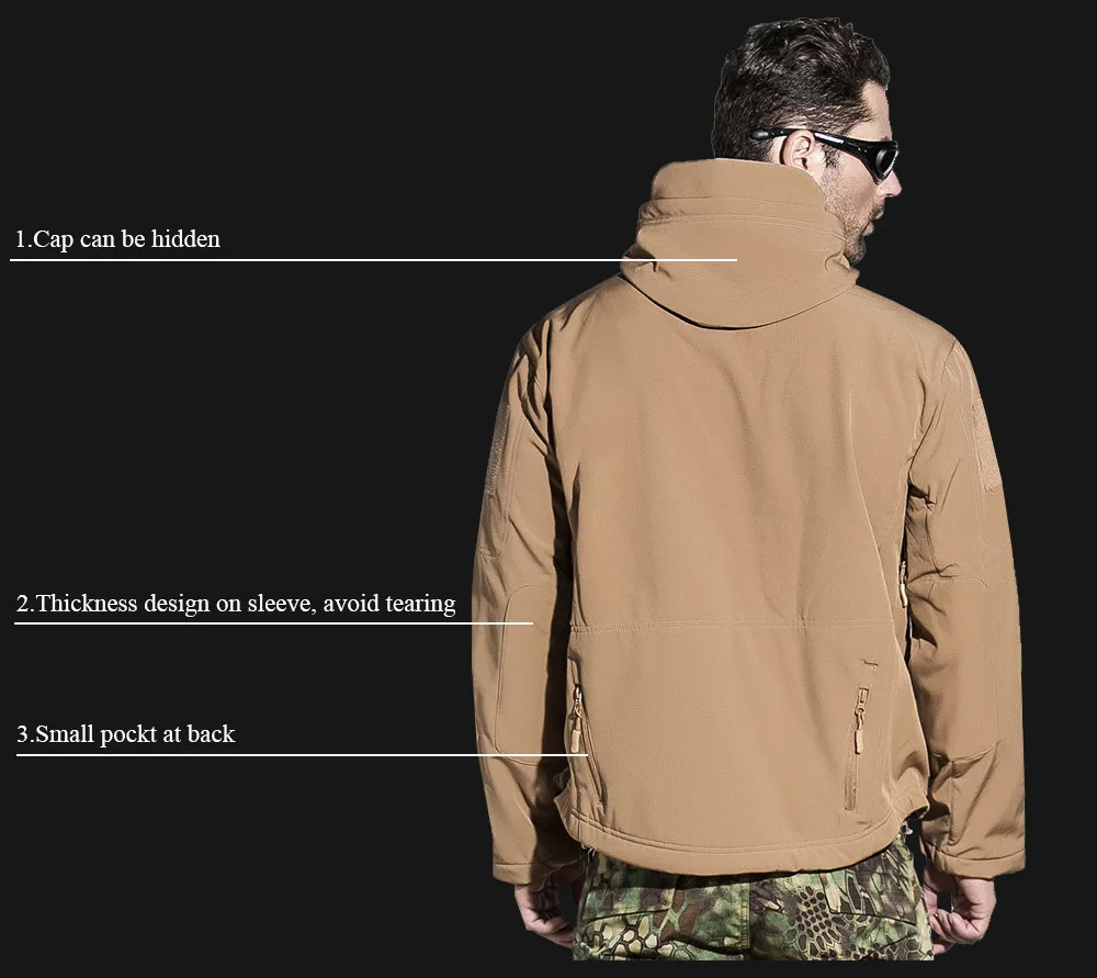 SINAIRSOFT-Chaqueta táctica militar para hombre, cortavientos impermeable para deportes al aire libre, Camuflaje, caza, Camping, senderismo - imagen 5