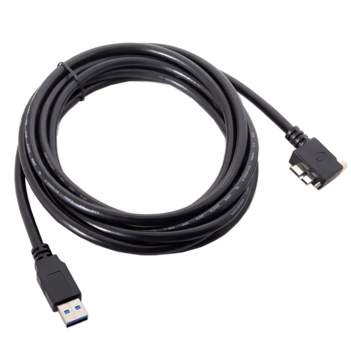 Montaje de tornillo Micro USB en ángulo izquierdo de 90 grados a Cable de datos 3,0 3m para cámara Industrial - imagen 2