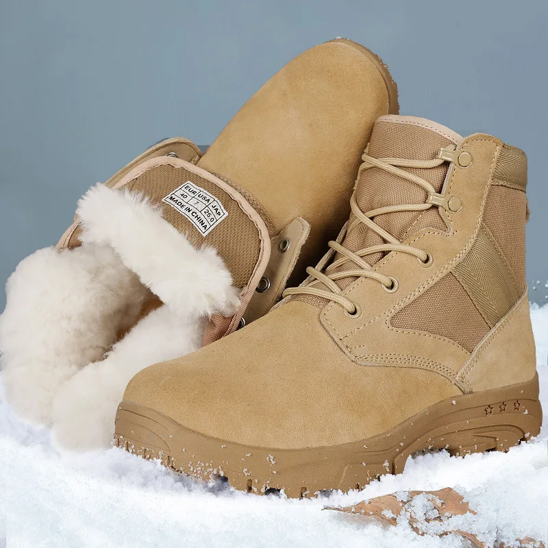 Botas de nieve de lana térmica gruesa para hombre y mujer, zapatos militares cálidos para senderismo, pesca, Camping, escalada, entrenamiento táctico, Invierno - imagen 2