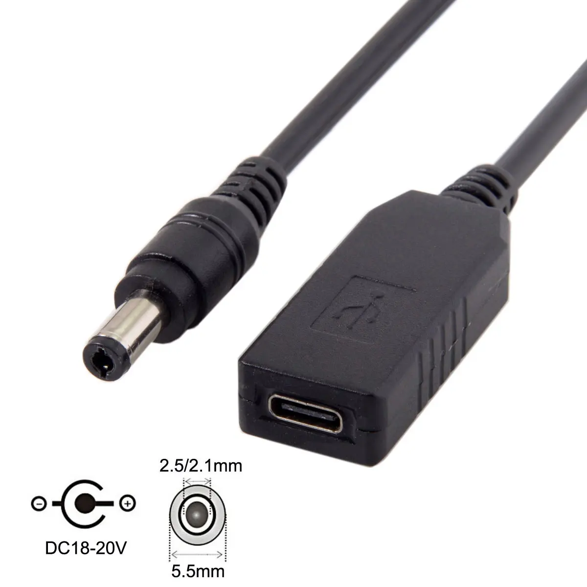 Enchufe de alimentación DC 20V 5,5 2,5mm y 2,1mm, disparador emulador PD a USB 3,1 tipo C, Cable de carga de USB-C para ordenador portátil - imagen 4