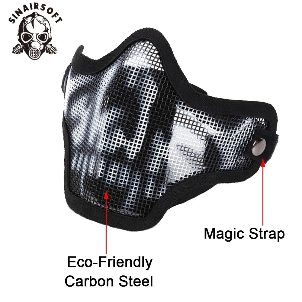Máscara protectora táctica de media cara para Paintball, máscara Multicolor de malla de acero y Metal, compatible con jefe Tribal, Airsoft, caza, tiro, entrenamiento - imagen 3