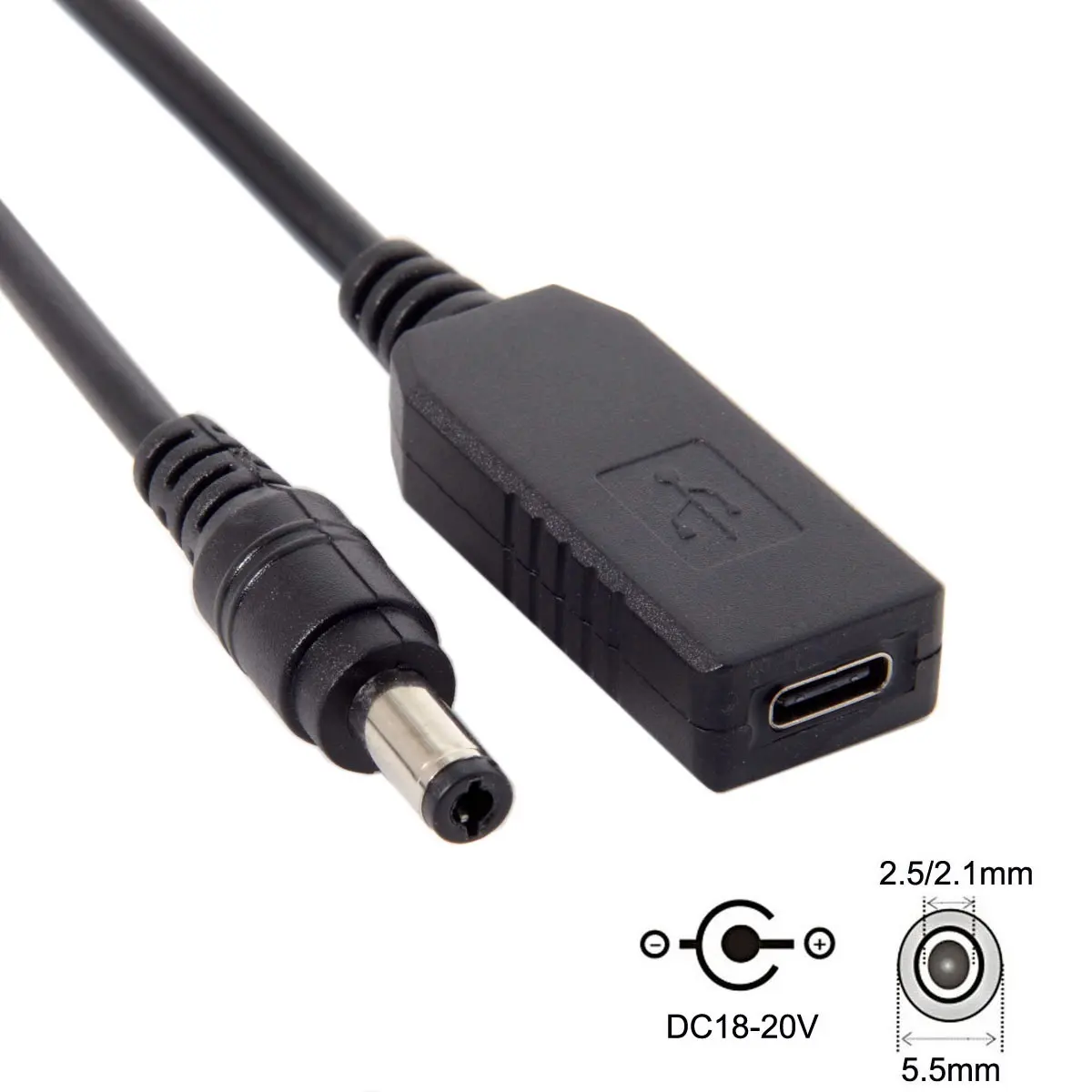 Enchufe de alimentación DC 20V 5,5 2,5mm y 2,1mm, disparador emulador PD a USB 3,1 tipo C, Cable de carga de USB-C para ordenador portátil - imagen 2