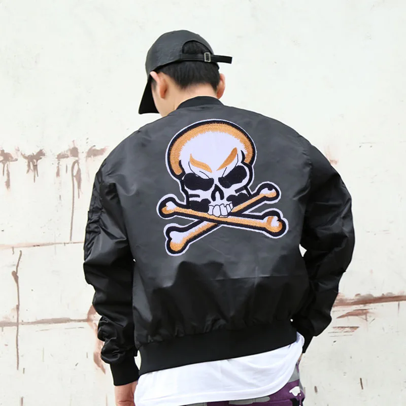 Prajna-Parche de motorista bordado Punk Rock para chaqueta, ropa, Jeans, insignias de tela, parches de cuero con calavera para planchar, apliques D - imagen 4