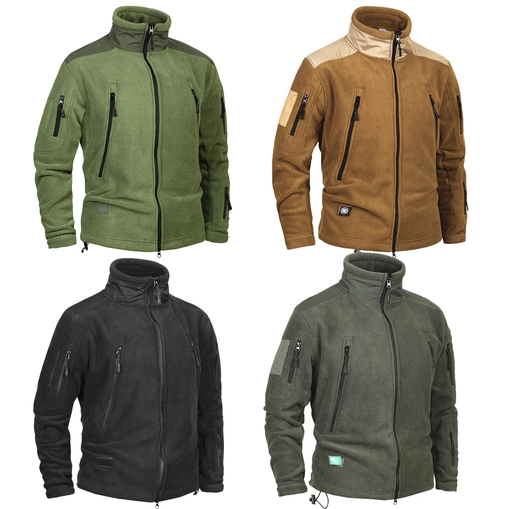 Mege-Chaqueta polar militar para hombre, abrigo grueso y cálido con múltiples bolsillos, ropa de marca de retales, Polartec - imagen 3