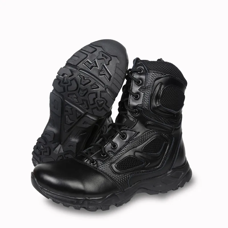 Botas ultraligeras de cuero del ejército para hombre, zapatos de asalto para el desierto, Bota de malla transpirable para exteriores, senderismo, escalada, botines de tubo alto