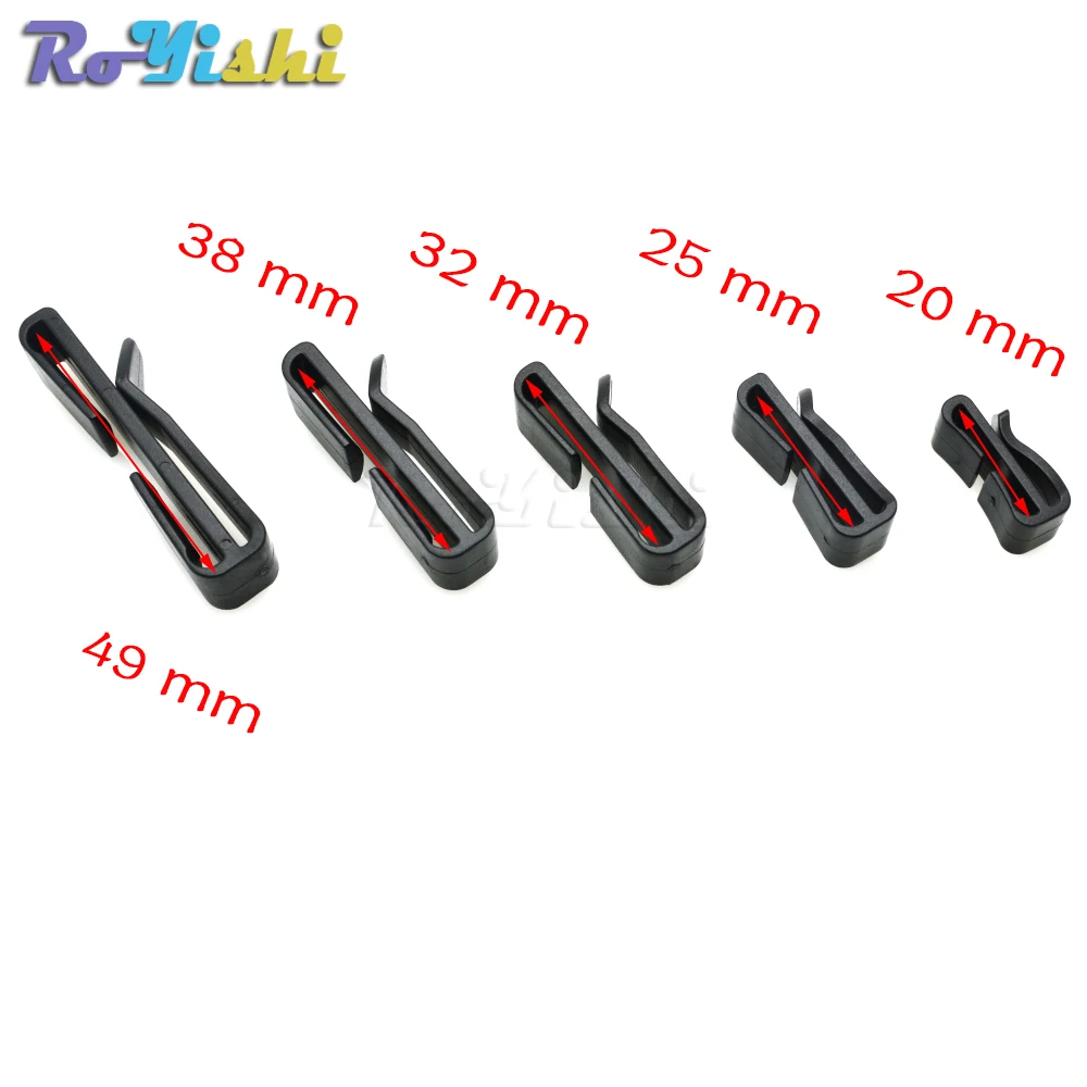 10 unids/pack deslizamiento rápido hebilla Clip deslizante negro para mochila táctica Molle correa de ajuste correas 20/25/32/38/49mm - imagen 3