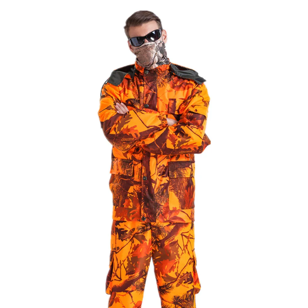 Traje de pesca de camuflaje biónico naranja Blaze para hombre al aire libre, chaqueta de tiro táctico de escalada impermeable al viento, pantalones - imagen 4