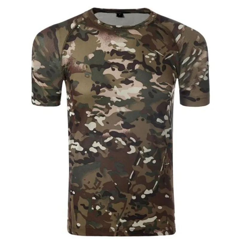 Camiseta de camuflaje de secado rápido para hombre, camiseta táctica del ejército, medias transpirables, camiseta de compresión para Fitness, culturismo de verano - imagen 5