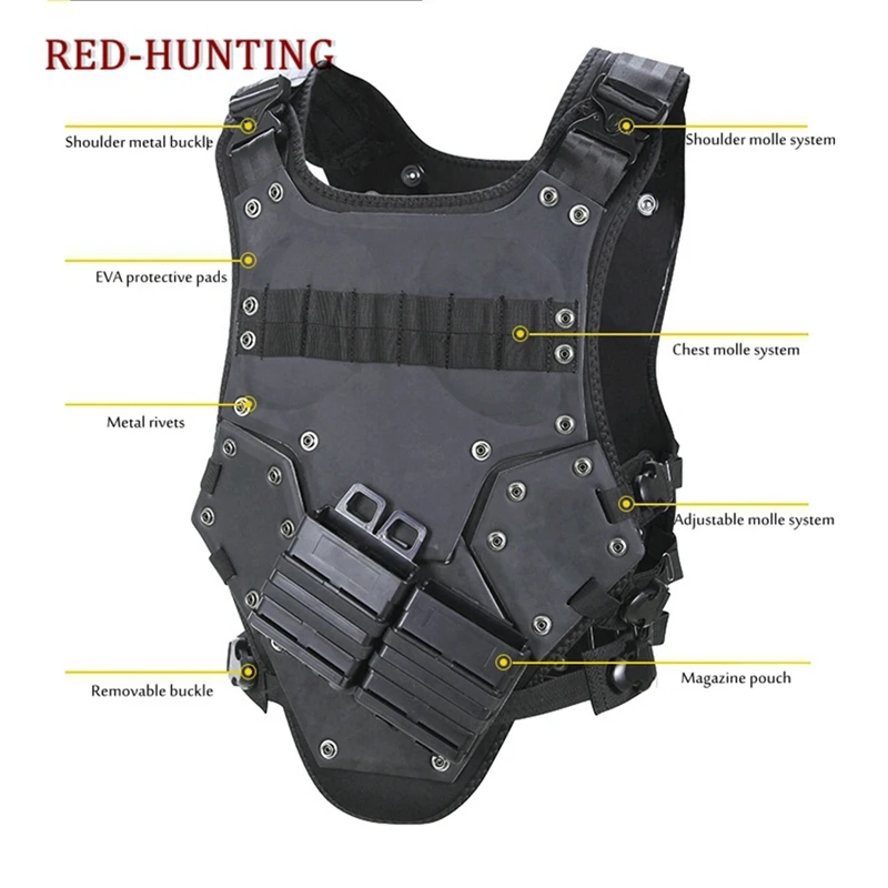 Chaleco táctico EVA TF3 para caza, armadura corporal al aire libre, Swat, combate, Paintball, negro, con bolsas Mag M4, nuevo - imagen 2