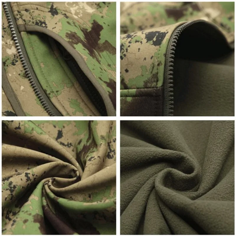 MEGE-Chaqueta cortavientos para hombre, abrigo táctico de piel de tiburón, Softshell, cuello alto, ropa de lana - imagen 5