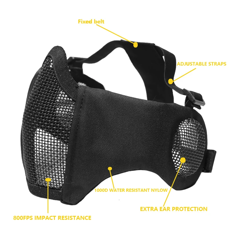 TAK YIYING Máscara de malla plegable de caza con protección para los oídos con tapa para máscara de Paintball Airsoft - imagen 5