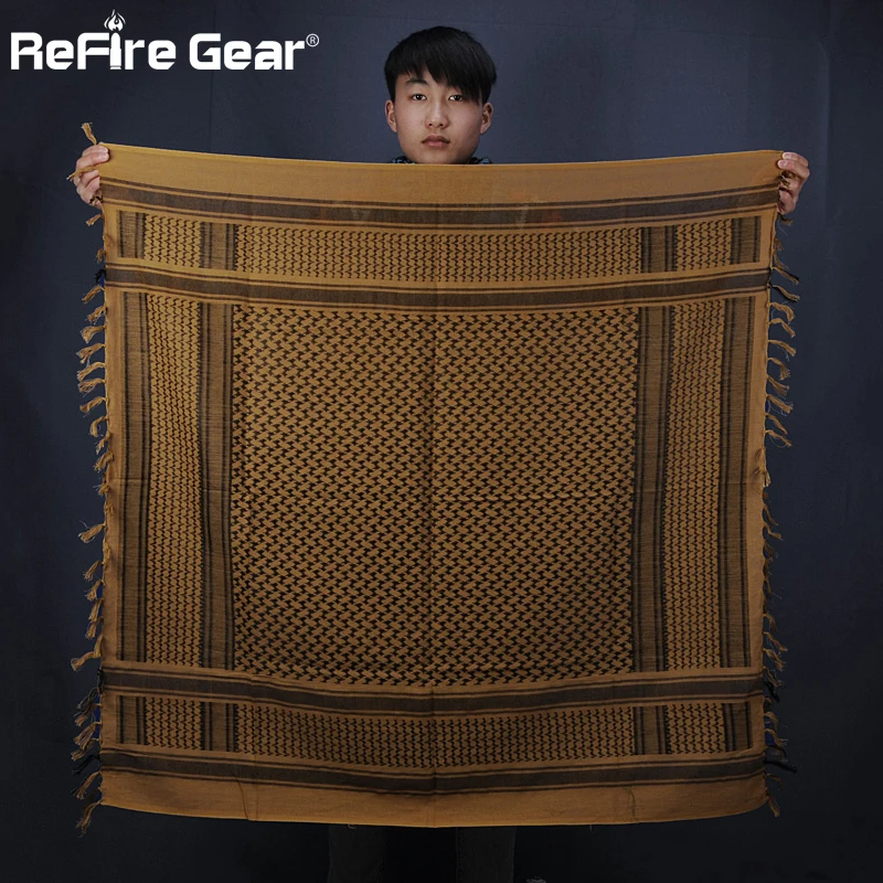 Bufanda táctica militar cuadrada árabe para hombres, bufandas gruesas de combate del ejército de soldados de EE. UU., chal de Keffiyeh, velo de Paintball, bufanda árabe, 110cm - imagen 5